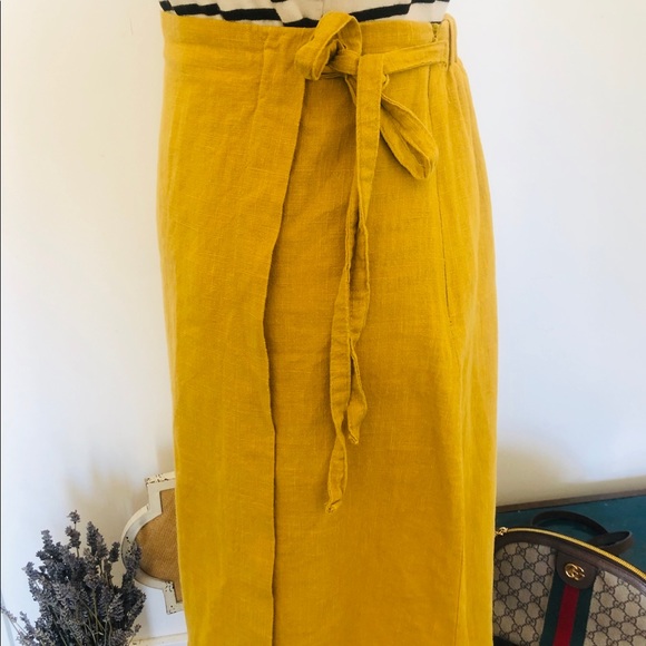 Mustard Linen Skirt - Picture 3 of 4